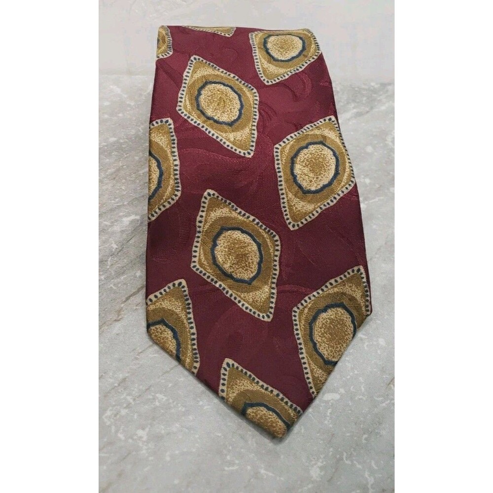 Vintage Christian Dior Monsieur Purple Tan Abstract Pattern 100% Silk Neck Tie